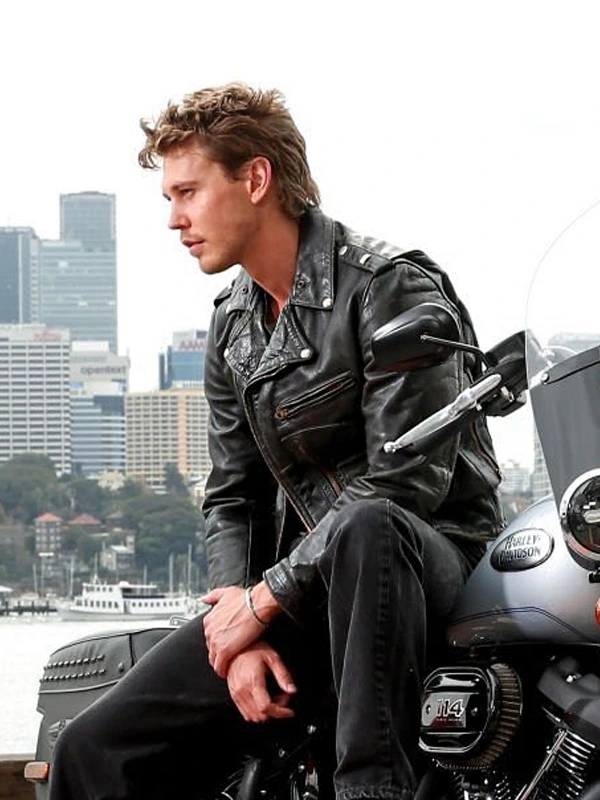 Austin Butler The Bikeriders Black Leather Biker Jacket