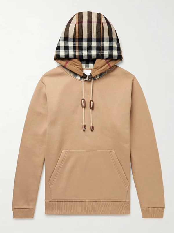 Burberry Beige Pullover Checked Hoodie