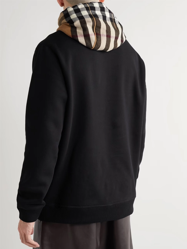 Burberry Pullover Checked Hoodie Black