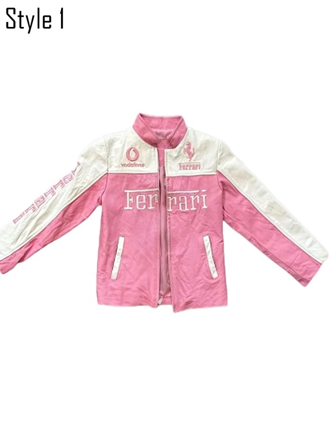 FERRARI PINK LEATHER RACING JACKET