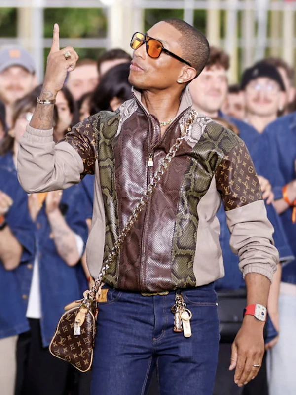 Faris Fasion Week Pharrell Williams Louis Vuitton Snakeskin Leather Jacket