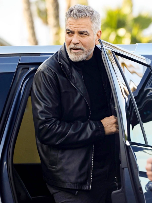 George Clooney Wolves Black Leather Jacket