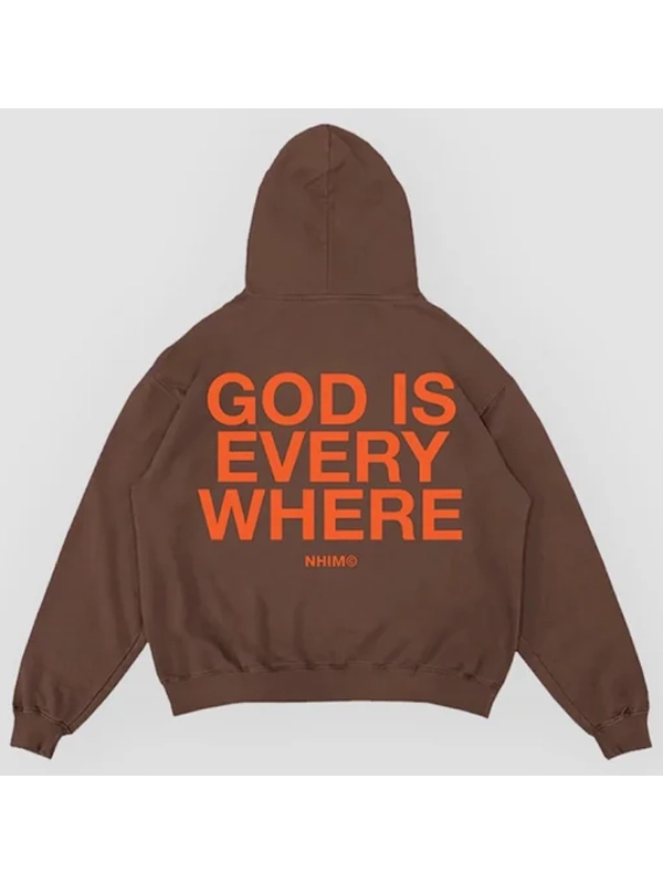 God Is Everywhere Brown Pullover Hoodie