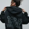 God Is Everywhere black Oversized Hoodie