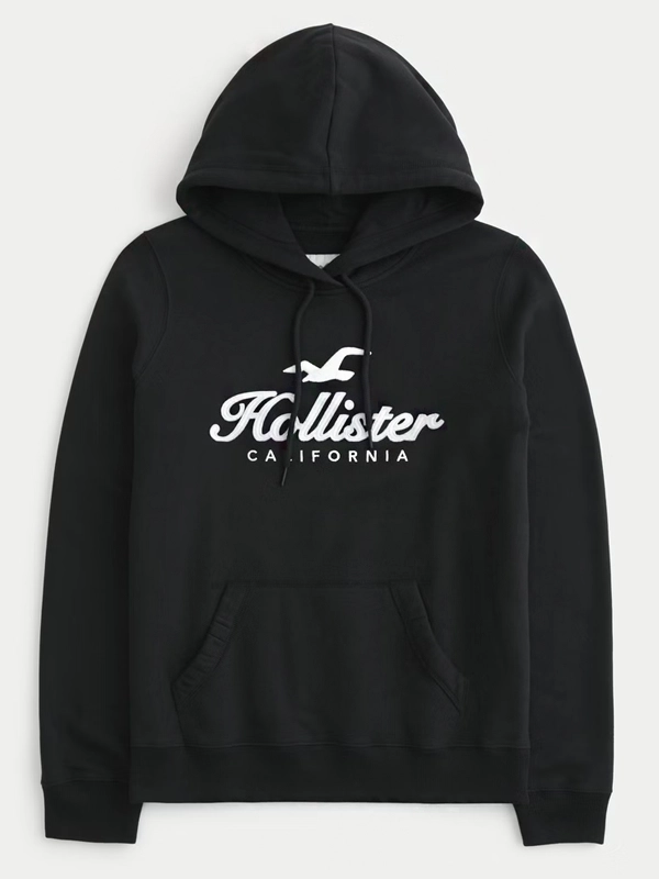 Hollister Logo Graphic Hoodie Black Jackets Junction