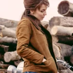 The Bikeriders Jodie Comer Brown Suede Jacket