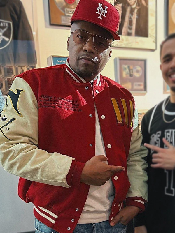 Nas King’s Disease 3 Red Letterman Jacket