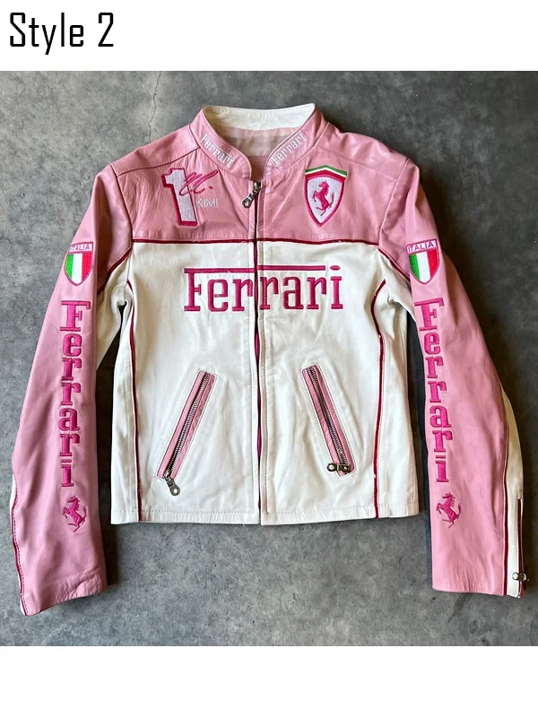 Ferrari Pink Leather Jacket | Pink Ferrari Jacket