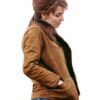 The Bikeriders Jodie Comer Brown Suede Jacket