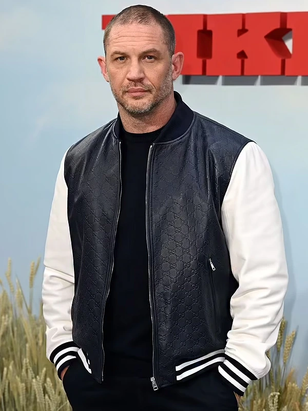 The Bikeriders Premiere Tom Hardy Leather Bomber Jacket