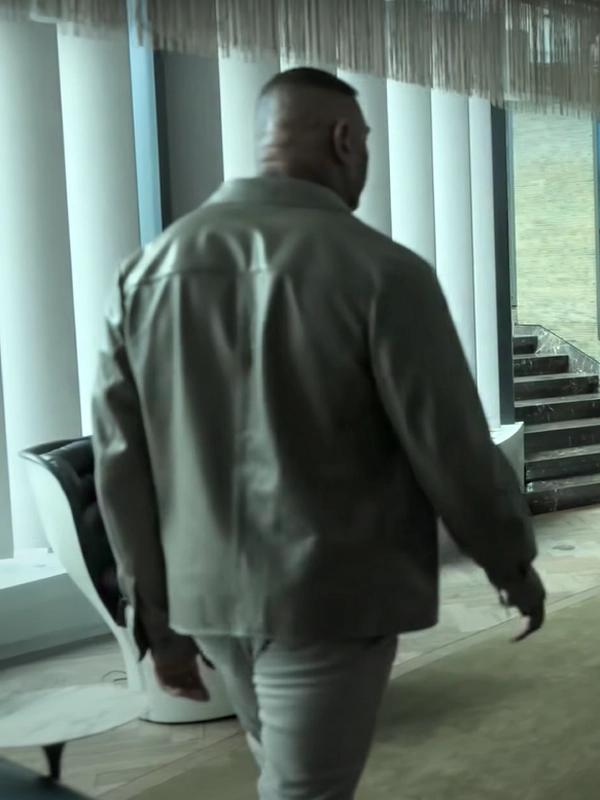 The Killer's Game Grey Leather Jacket Dave Bautista