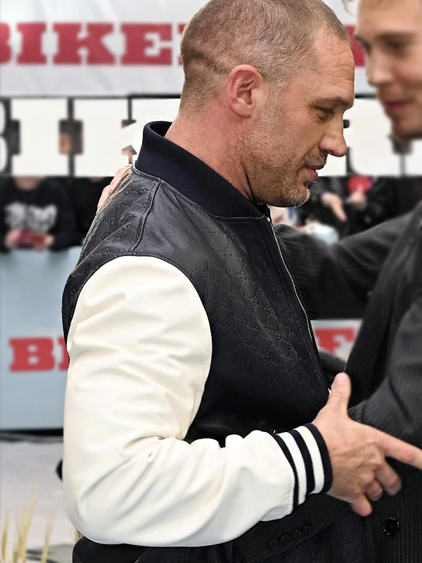 Tom Hardy Black and White Bomber Jacket The Bikeriders