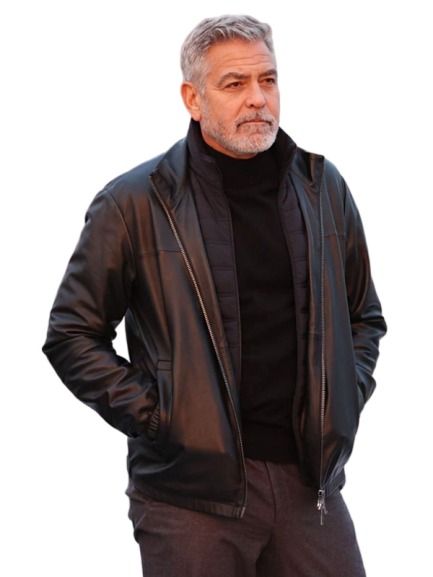 WOLVES GEORGE CLOONEY BLACK LEATHER JACKET