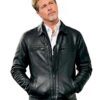 Wolves Brad Pitt Black Leather Jacket