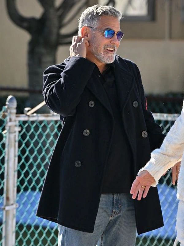 Wolves George Clooney Black Double Breasted Coat