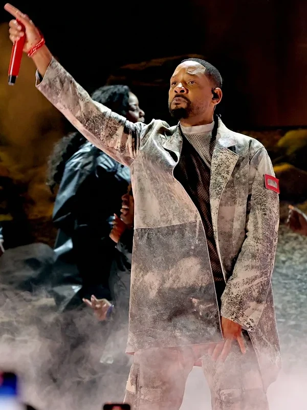 2024 BET Awards Will Smith Grey Leather Coat