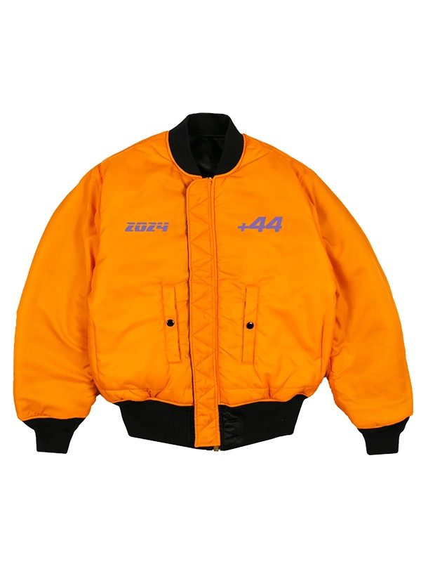 +44 Lewis Hamilton Silverstone Orange Bomber Jacket