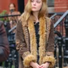 A Complete Unknown Elle Fanning Brown Suede Jacket