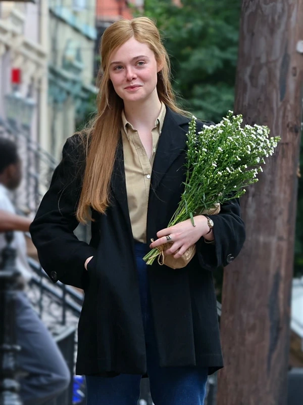 A Complete Unknown Elle Fanning Coat Black