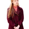 A Complete Unknown Elle Fanning Maroon Pea Coat