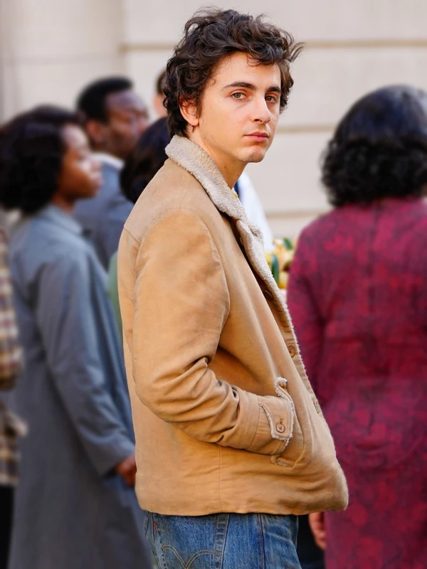 A Complete Unknown Timothée Chalamet Cream Shearling Jacket