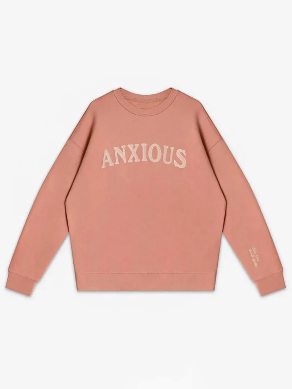 Anxious This Too Shall Pass Orange Crewneck