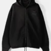 Bershka Zip-Up Slogan Black Hoodie