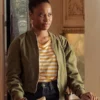 Beverly Hills Cop Axel F Taylour Paige Green Bomber Jacket