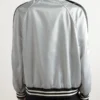 CELINE Silver Striped Satin Bomber Jacket