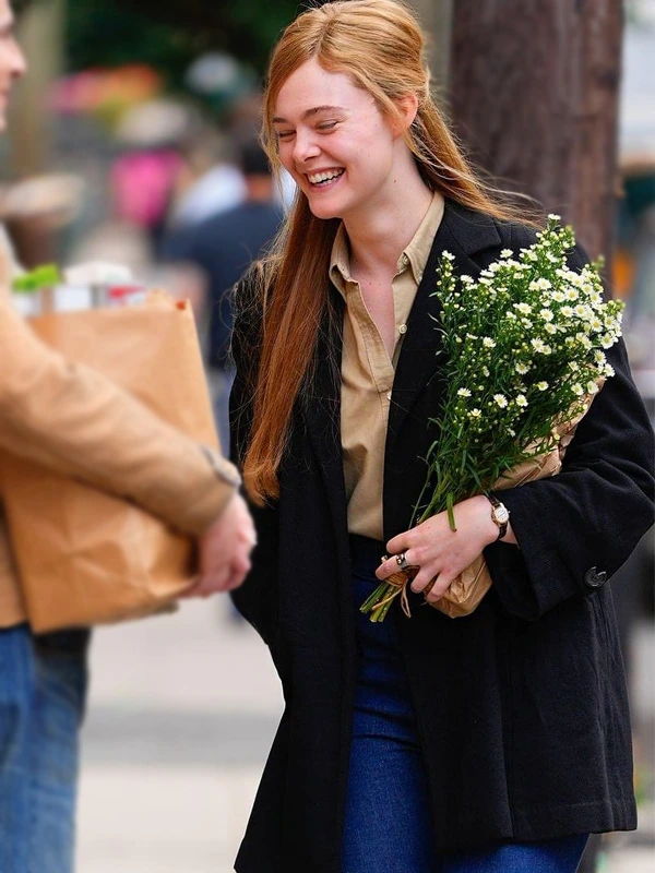 Elle Fanning A Complete Unknown Black Coat