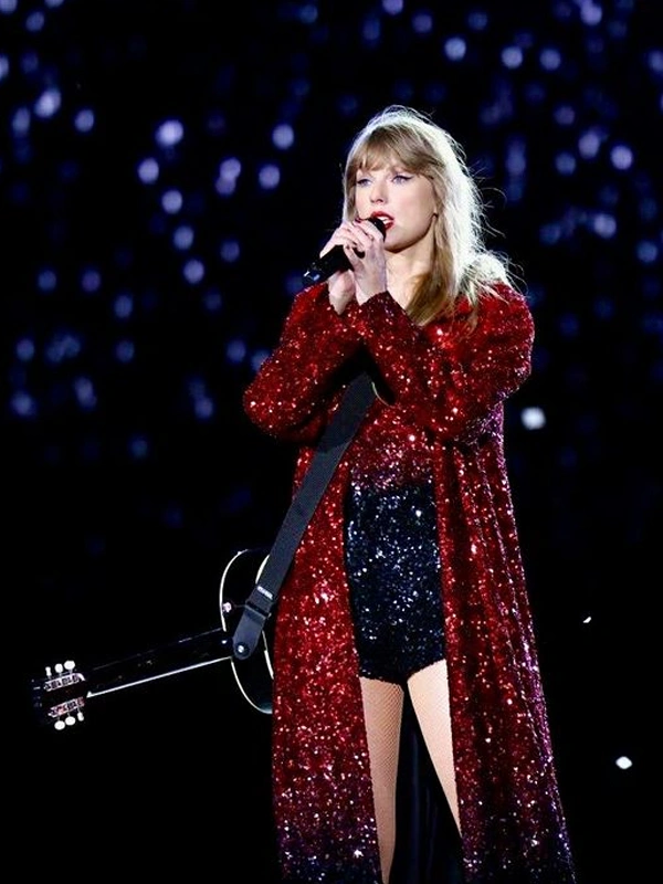 Eras Tour Taylor Swift Red & Black Sequin Coat