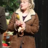 Florence Pugh We live in Time Brown Shearling Jacket