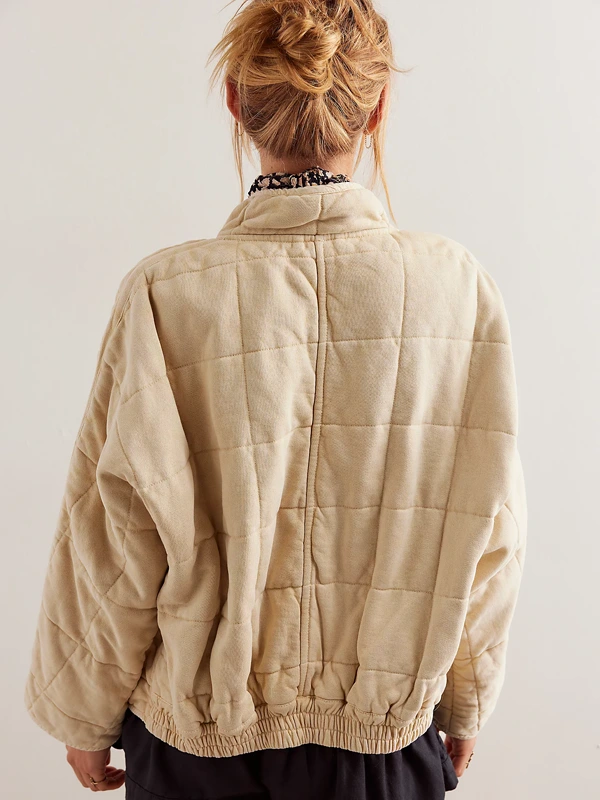 Free People Cream Quilted Jacket