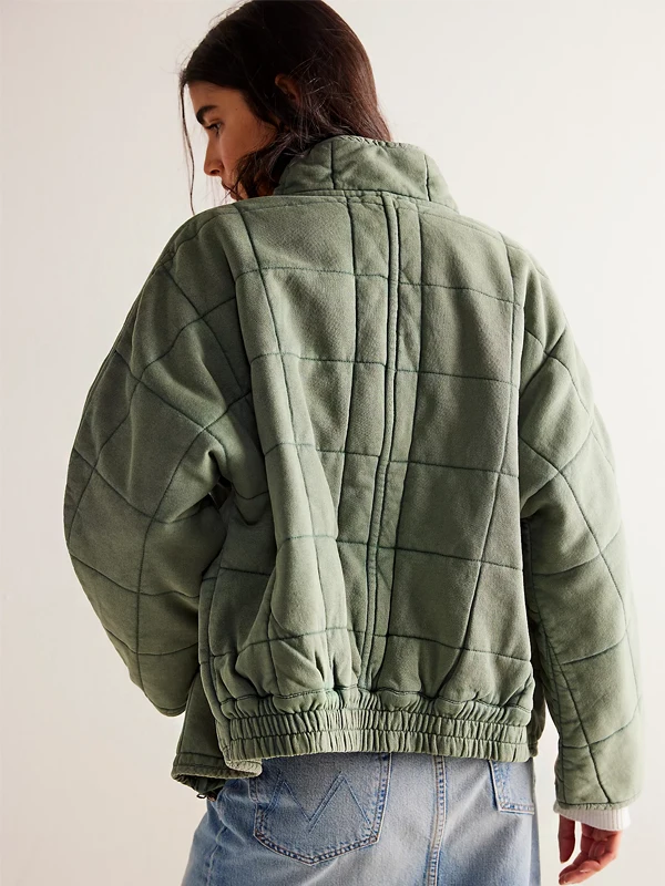 Free People Quilted Jacket Green