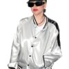 Lady Gaga Silver Metallic Bomber Jacket