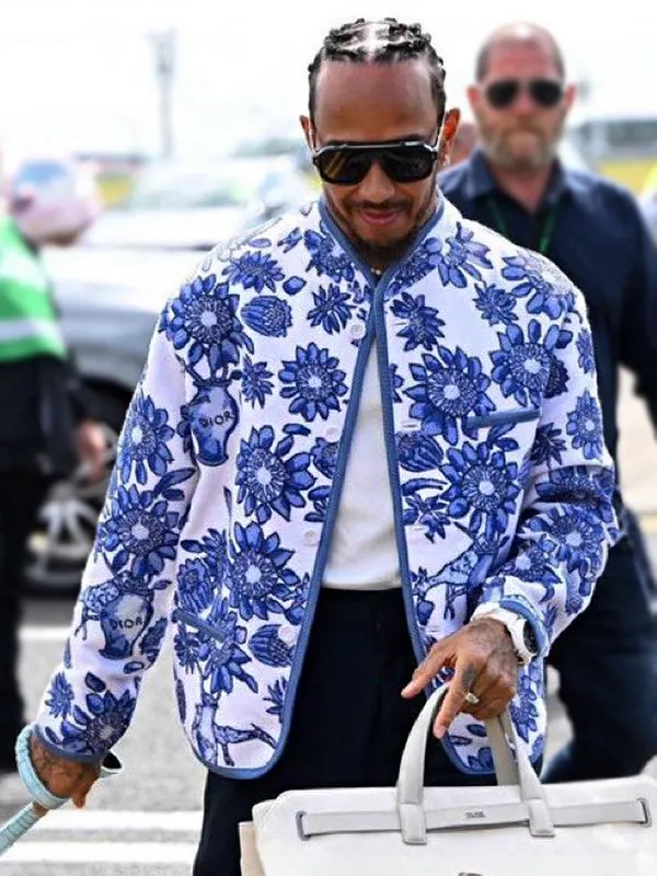 Blue and white floral jacket hotsell