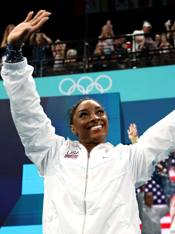 Simone Biles 2024 Olympics White Jacket