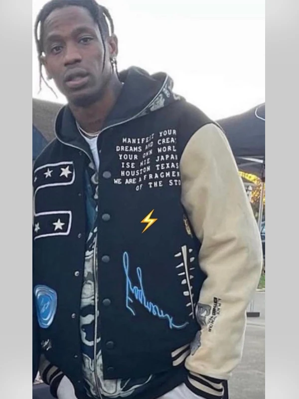 Travis Scott Fragment Cactus Jack Letterman Jacket