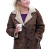 We live in Time Florence Pugh Brown Shearling Jacket