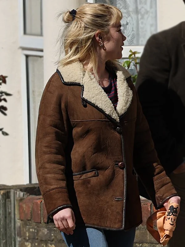 We live in Time Florence Pugh Shearling Jacket