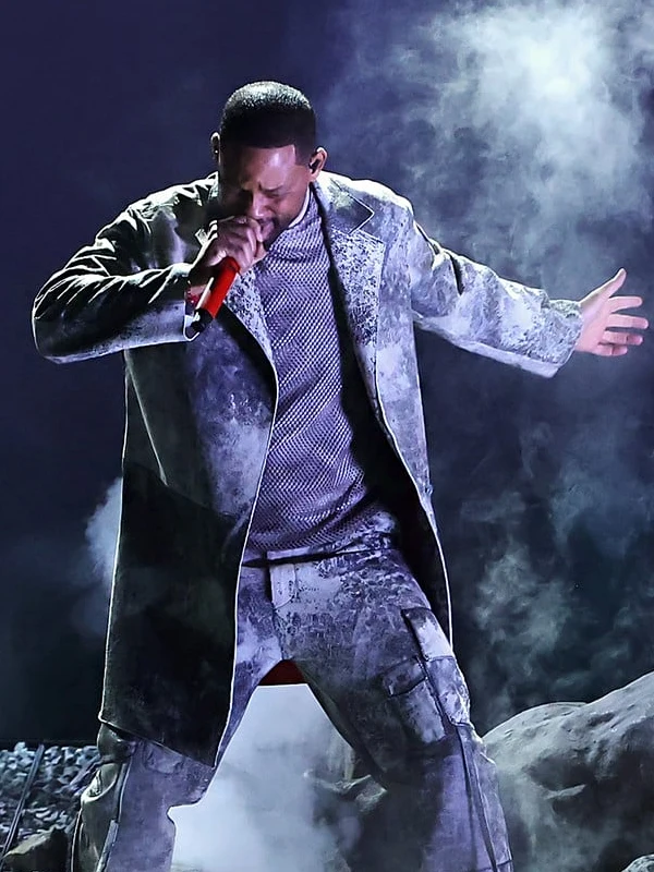 Will Smith 2024 BET Awards Grey Leather Coat