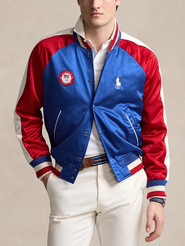 2024 Olymic Team USA Satin Baseball Jacket