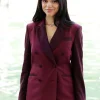 2024 Venice Film Festival Jenna Ortega Maroon Blazer