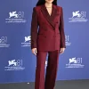 2024 Venice Film Festival Jenna Ortega Maroon Suit