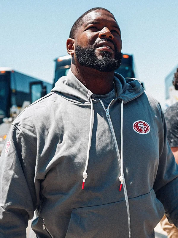 49ers Grey Zip-Up Hoodie