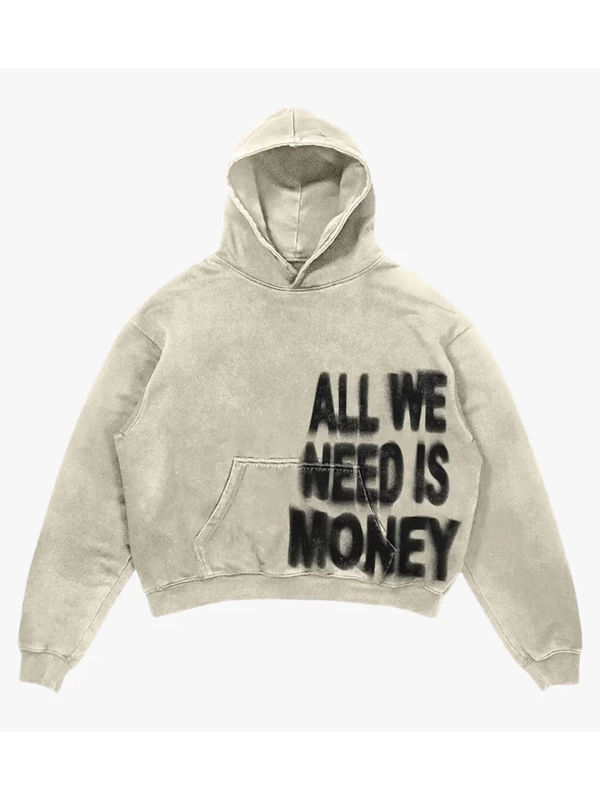 All We Need Is Love Oversized Hoodie Beige