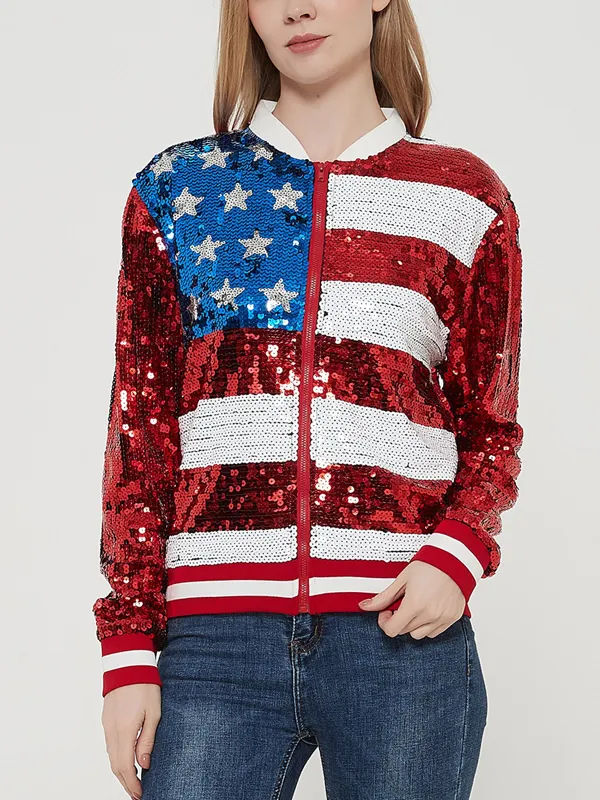 American Flag Proud American Sequin Jacket