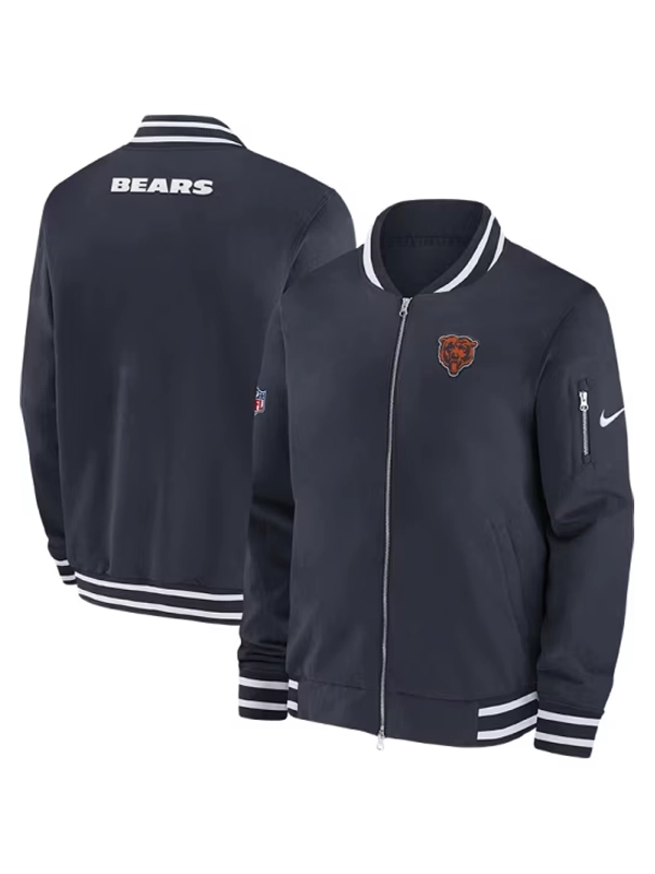 Chicago Bears Sideline Coach Bomber Jacket Blue