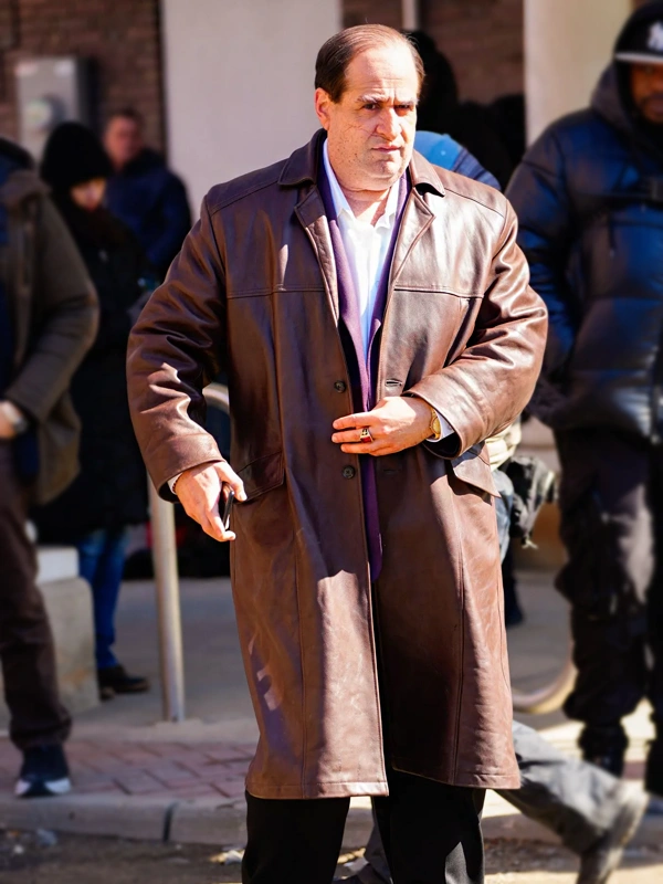 Colin Farrell The Penguin Brown Leather Coat