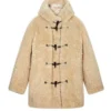 Emily In Paris S04 Lily Colins Beige Hooded Shearling Coat